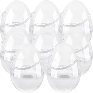 8 Pcs 6 Inch 8 Inch 10 Inch Jumbo Clear Easter Eggs with Handles Large Transparent Easter Eggs Empty DIY Plastic Egg for Adult Kids Easter Party Decor