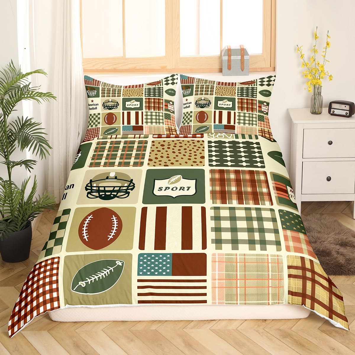 Cadeau football parure housse de couette 200x200 pour fan de sport et rugby