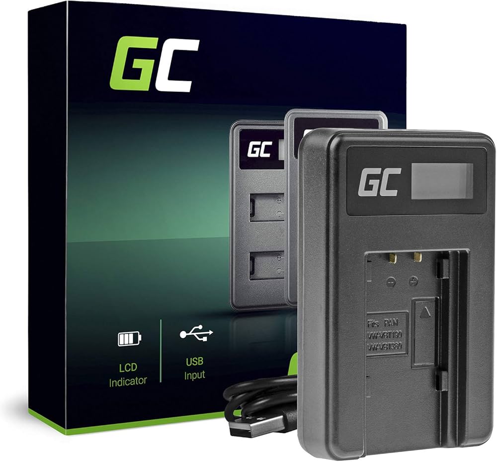 Green Cell Ladegerät Für Panasonic VW‑VBT190 Akku – 5W, 8.4V, 0.6A, Mit LCD-Anzeige, Schwarz