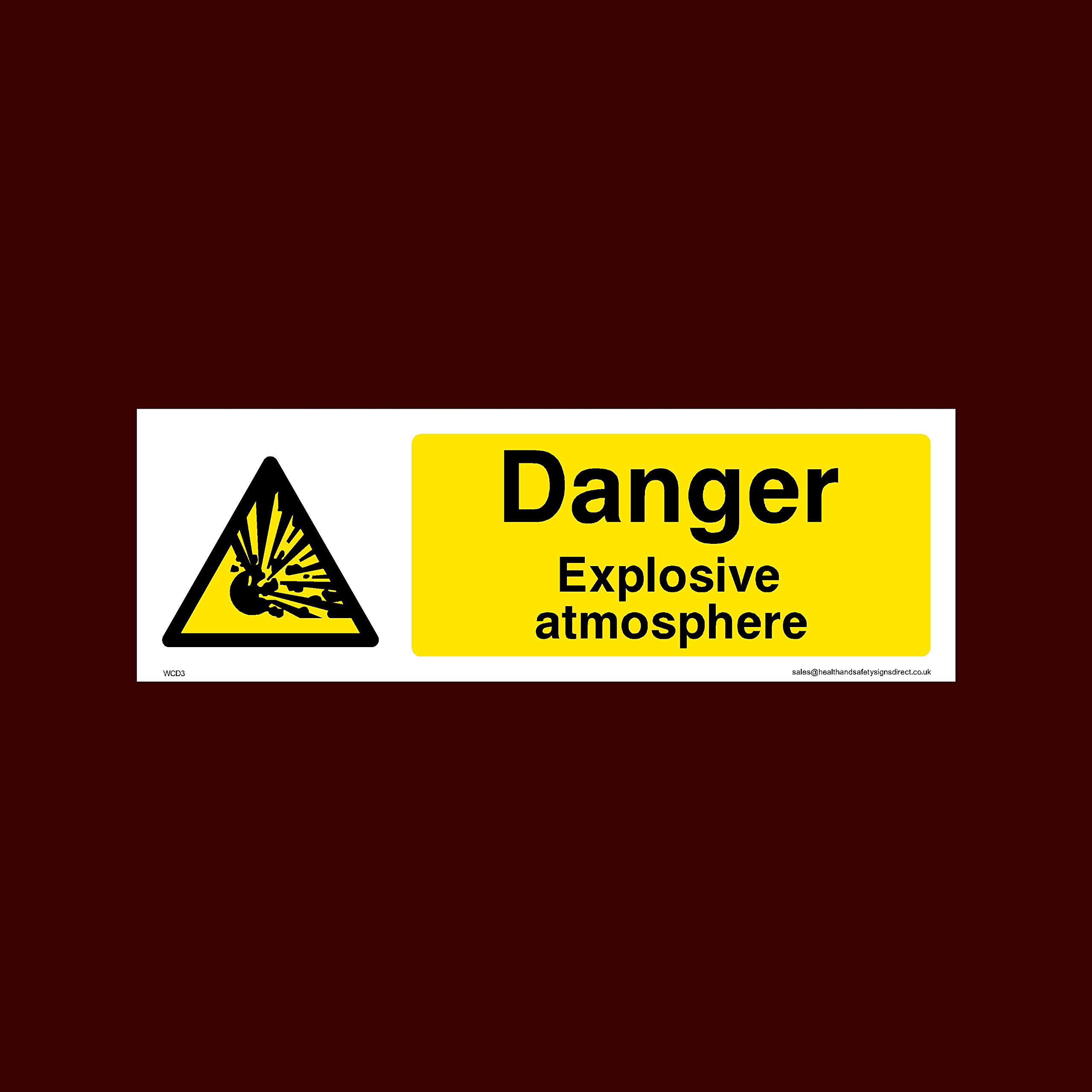 Ussp&S Danger Explosive Atmosphere Sticker/Self Adhesive Sign (Wcd3) - Danger, Acid, Corrosive, Hazardous, Chemicals, Harmful, Oxygen, Irritant