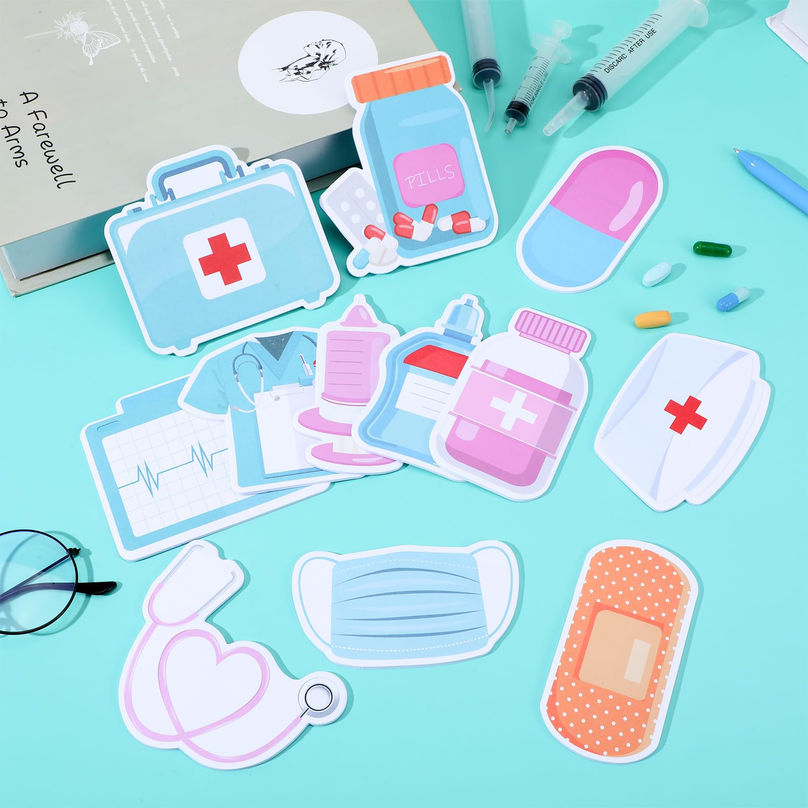 Telooco Lot de 12 blocs de notes adhésives pour infirmière, 240 feuilles autocollantes médicales