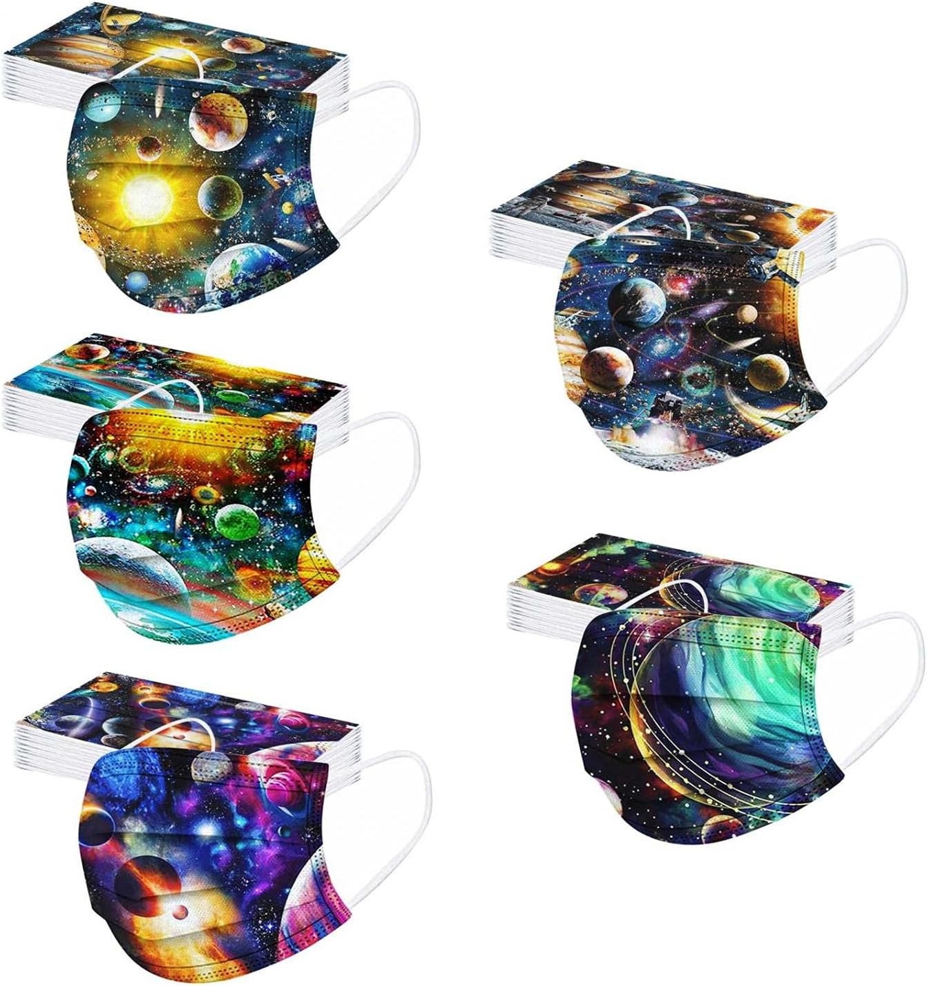 50PCS Kids Disposable Face_Mask Cute Cartoon 3 Layers Breathable Earloop Face Bandanas Childrens Outdoor School (C-1)