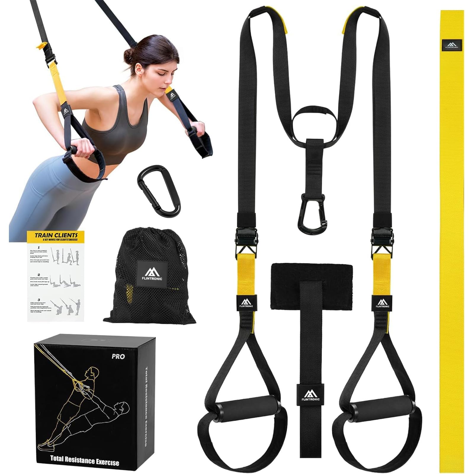 Flintronic Sling Trainer Set, Suspension Trainer System, Home Gym Equipment with Adjustable Door Anchor, Professional Gym Fitness Training Straps for Indoor & Outdoor