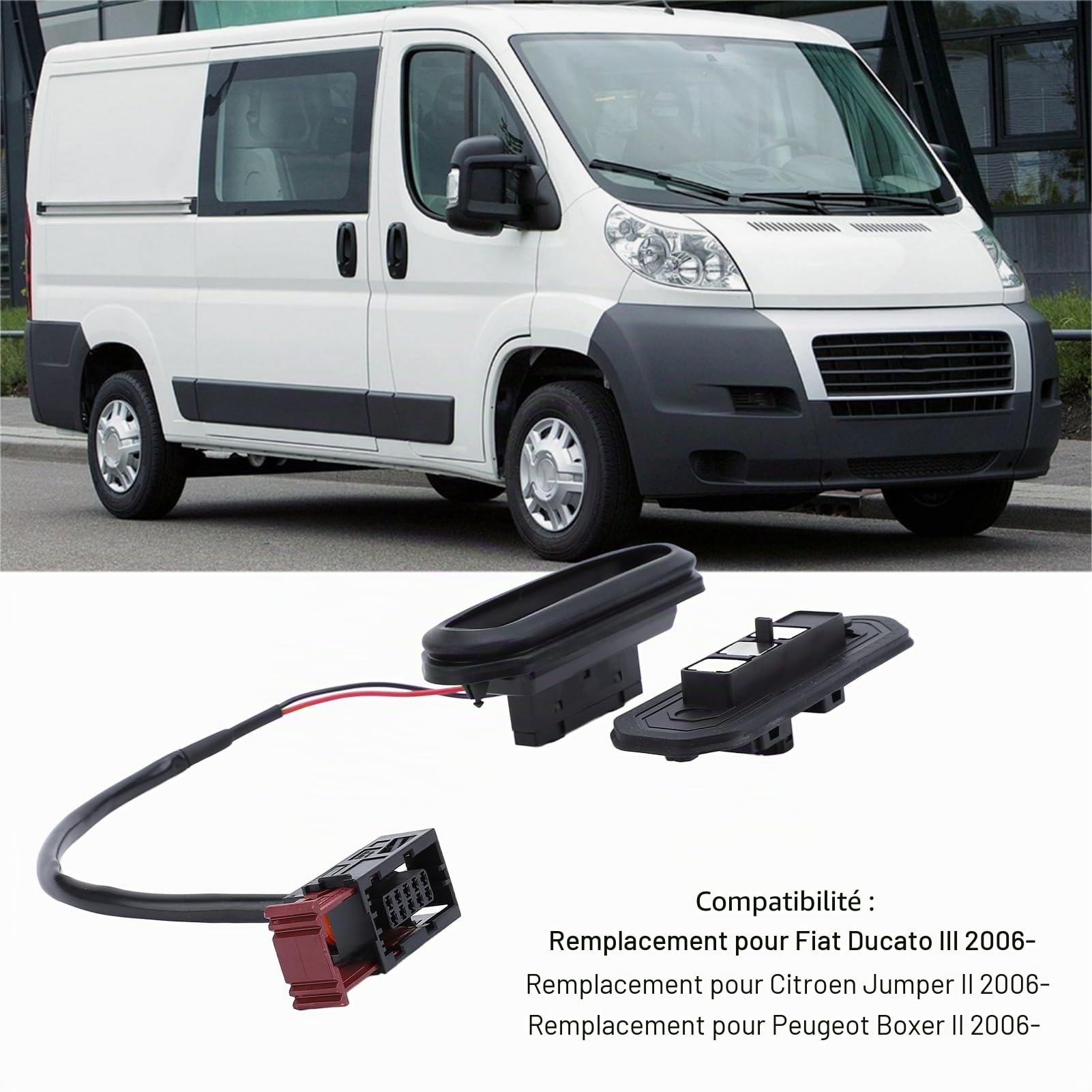 Yctze Interrupteur de de Porte Coulissante 1348483080, 2 Broches, 3 Broches, Performance Stable, Remplacement pour Ducato III 2006, Ensemble de Câblage de Plaque de