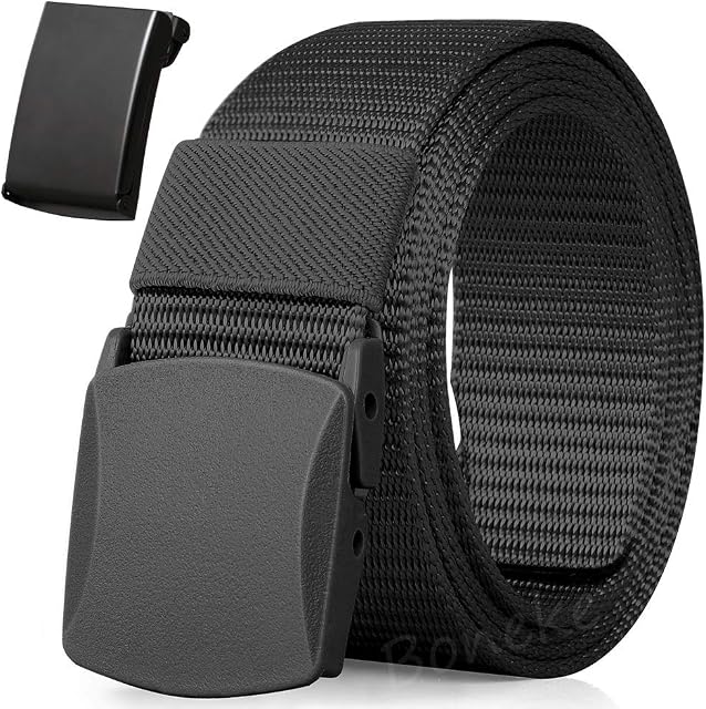 Ceinture de nylon, Hommes militaire tactique Breathable Ceintures, rapide à travers la sécurité de l'aéroport, Buckle en métal + boucle en plastique