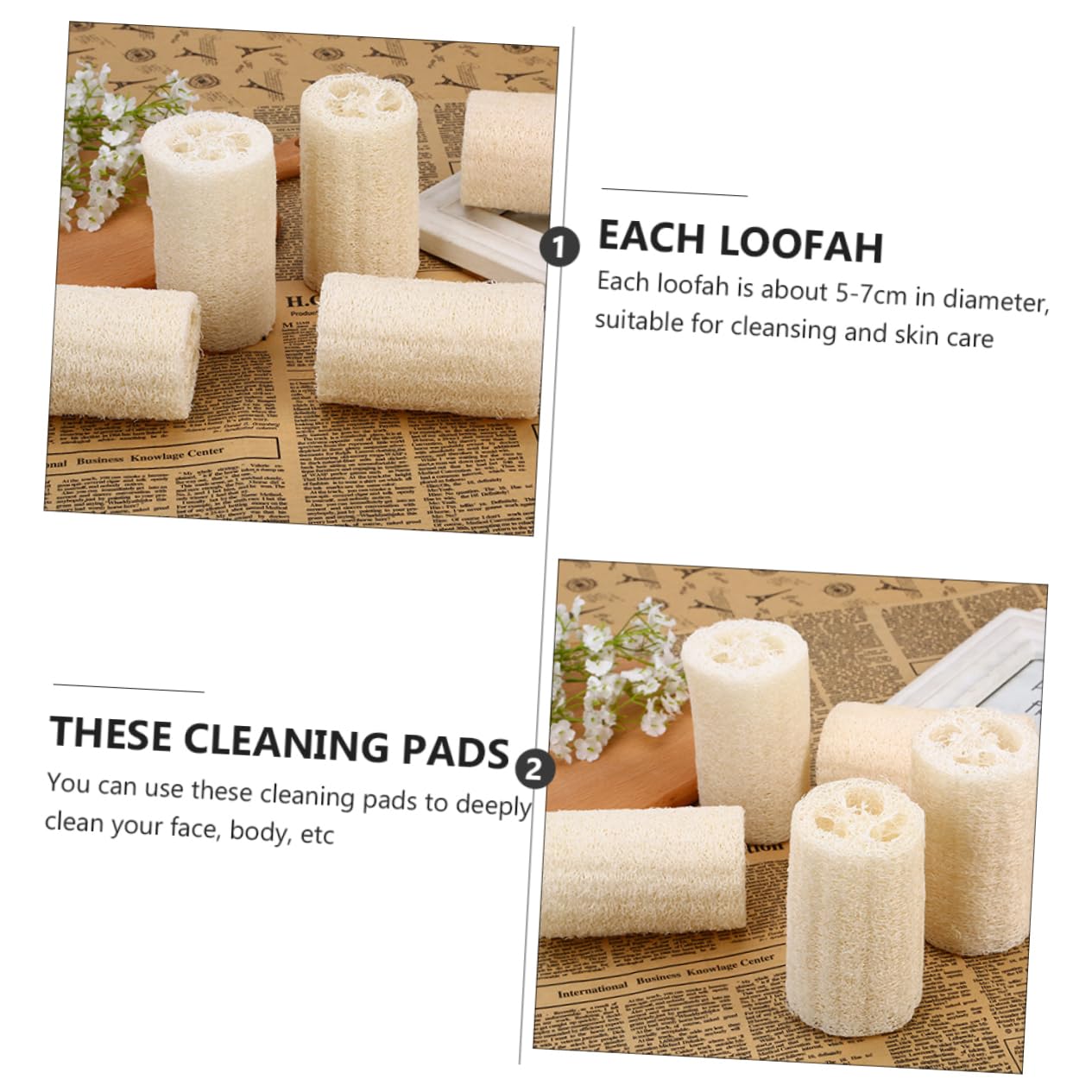 GALPADA 4pcs Natural Loofah Towel Back Scrubber Bath Wipe for Deep Cleansing Relaxation and Skin Elasticity for Daily Use Shower and Bath