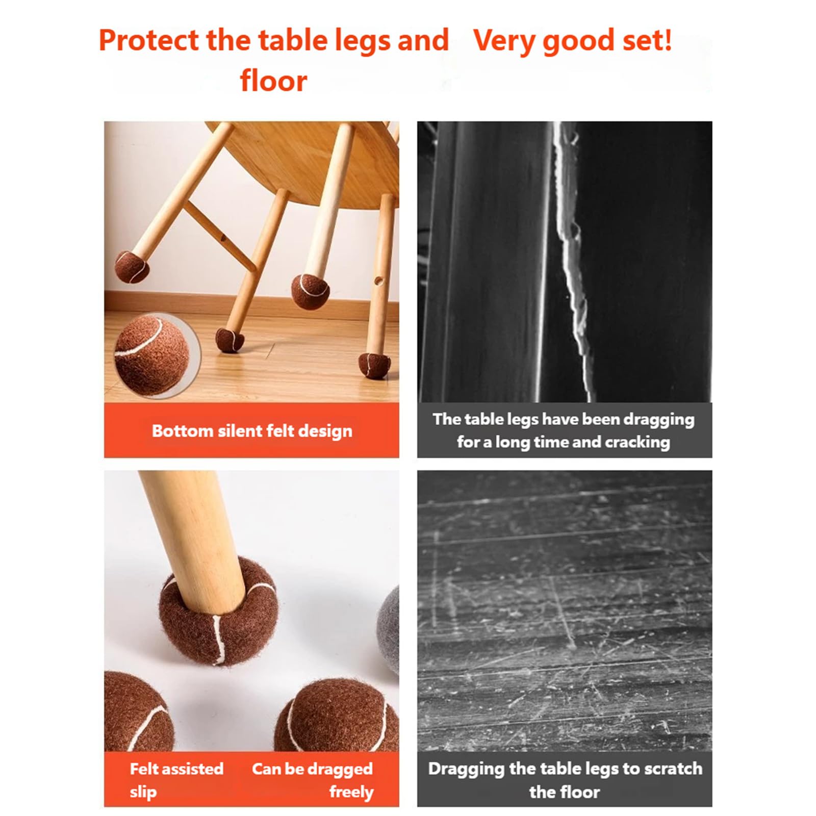 Protectores Antideslizantes para Patas de Muebles, Protectores de Suelo para sillas para Movimiento silencioso y colocación Segura, 16 Uds