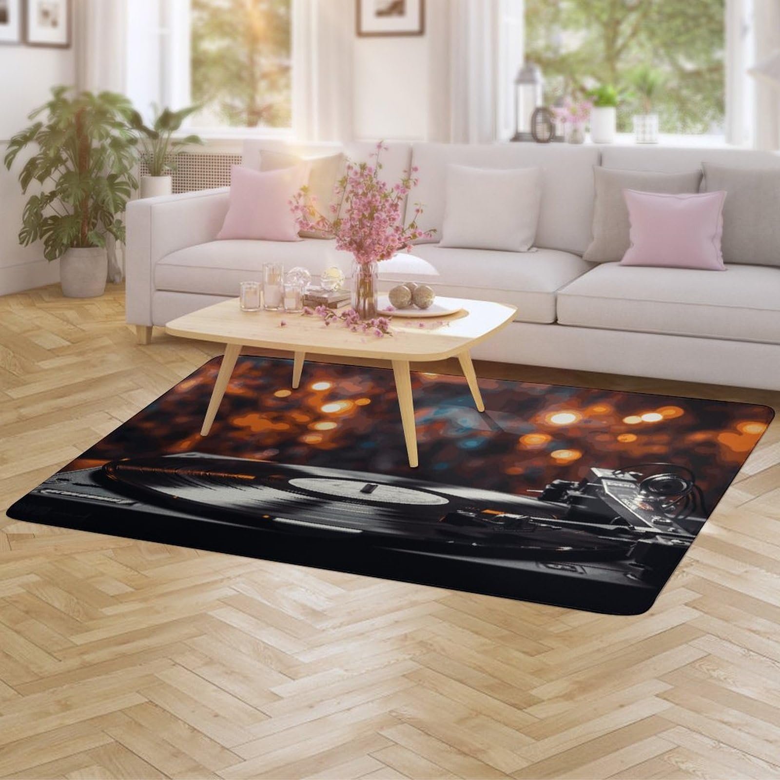 Area Rugs 39x59 Inch Carpet Music Album Frame Rug for Living Room