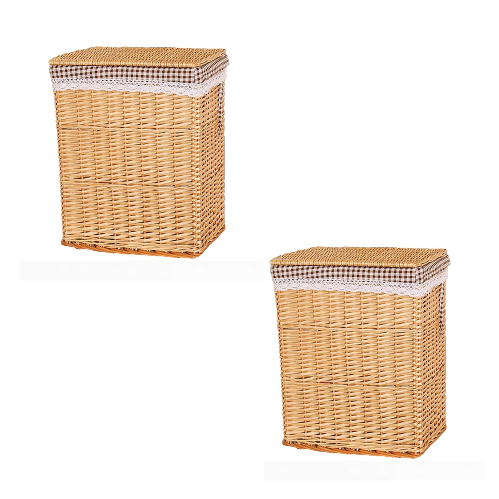 Large Capacity Wicker Dirty Clothes Hamper, Covered Laundry Hamper, Bathroom Dust and Moisture Resistant Clothes Hamper, Children'S Toy Storage Basket
