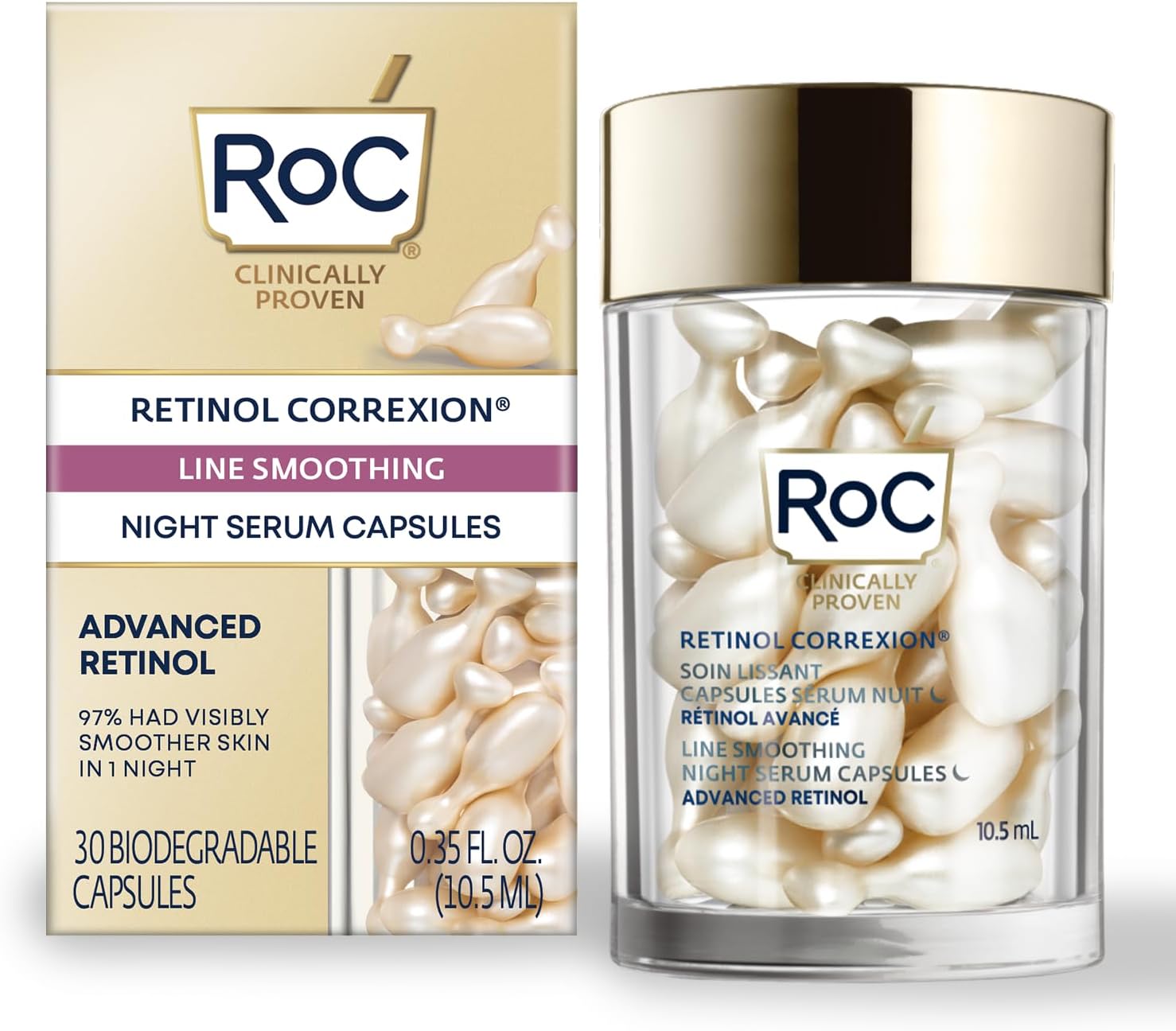 Retinol Correxion Line Smoothing Night Serum Capsules - Daily Anti-Wrinkle & Anti-Aging Treatment - Visibly Reduces Fine Lines & Wrinkles - Overnight Skincare - 30 Capsules