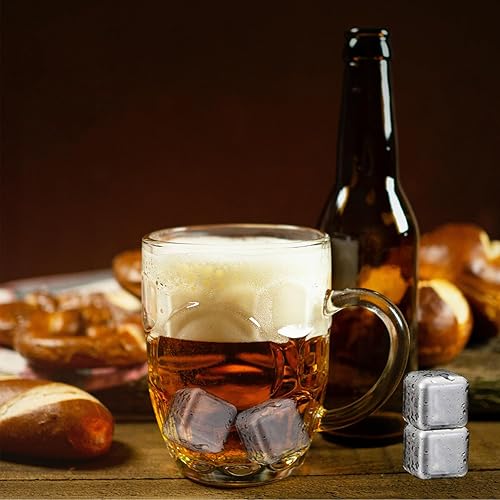 Miniatura 4 de Cubitos de hielo de metal, 6 cubos de hielo reutilizables de metal de acero inoxidable para bebidas