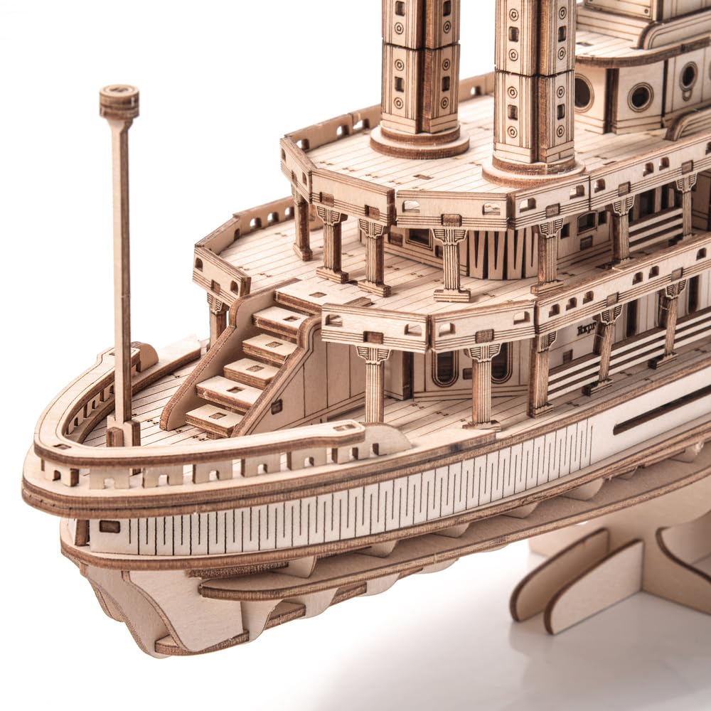 Little Story 3D Holzpuzzle Dampfschiff Holzbausatz Raddampfer Modellbau aus Holz - kreatives Bastelset zum Selbstbauen - Geschenk für Jugendliche und Erwachsene ab 14 Jahren