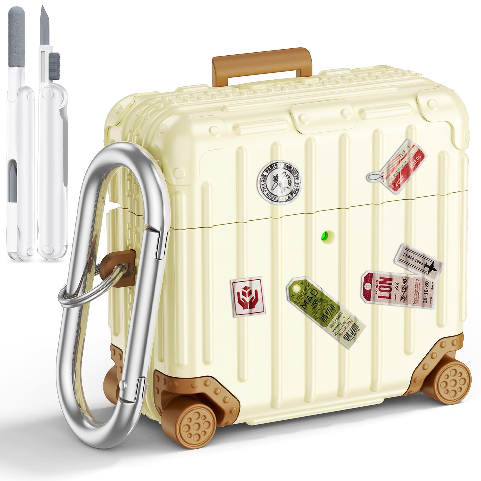 Filoto Compatible with Airpods 4 Case, Cute Fashion Suitcase Design for Airpods 4th Generation Case Cover, Shockproof Protective Hard Case with Keychain/Cleaner Kit