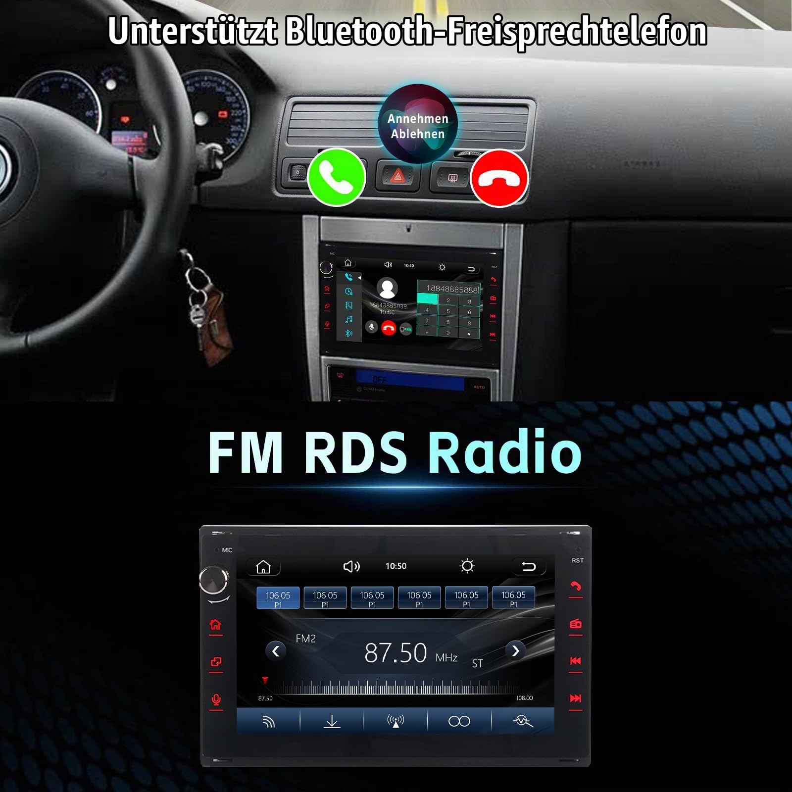 Autoradio für VW Golf 4 T5 Bora Polo Passat B5 Jetta Seat Skoda Leon 1998-2006, Stereo Radio Touchscreen mit CarPlay Android Auto Bluetooth FM/RDS Radio Canbus DSP
