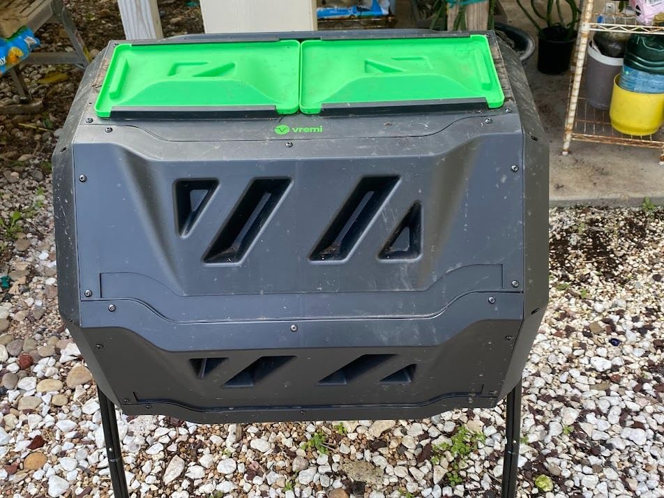 Vremi Tumbling Outdoor Compost Bin Dual Chamber 42 gal - Thumbnail 2