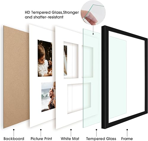 Vista 33 de Golden State Art, Juego de 2 portarretratos de madera blanca de 12 x 17 pulgadas, paspartú blanco para fotos de 8 x 10 y 5 x 7 pulgadas, vidrio