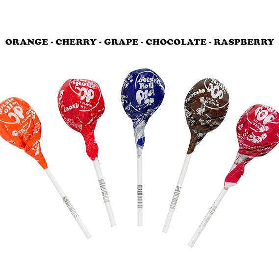 Tootsie Pops Giant Candy - Original Fruity Lollipop with Chocolate Center - أكثر من 3.5 رطل من البوب المتنوعة - خمسة نكهات كلاسيكية - خال من الفول السوداني ، خال من الغلوتين ، 72 Count