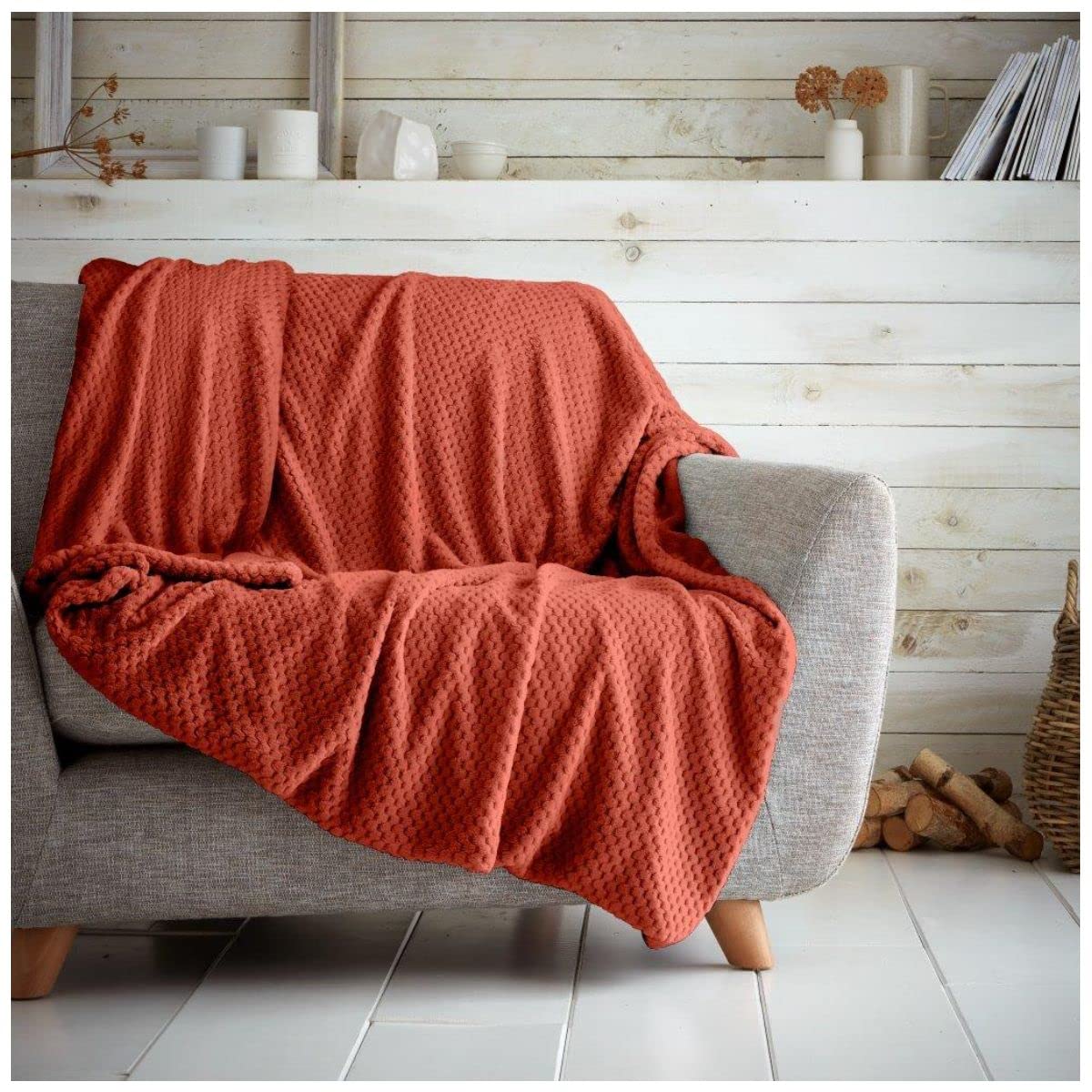 GC GAVENO CAVAILIA Throws, Snuggle Blanket For Bed, Thermal Fleece Blankets, Rust, 200X240 Cm 727439
