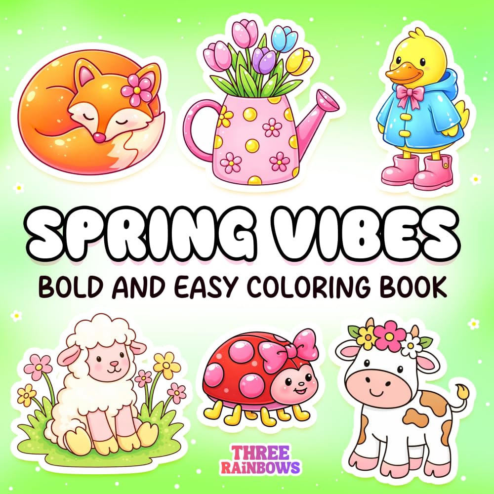 Spring Vibes: Bold and Easy Coloring Book