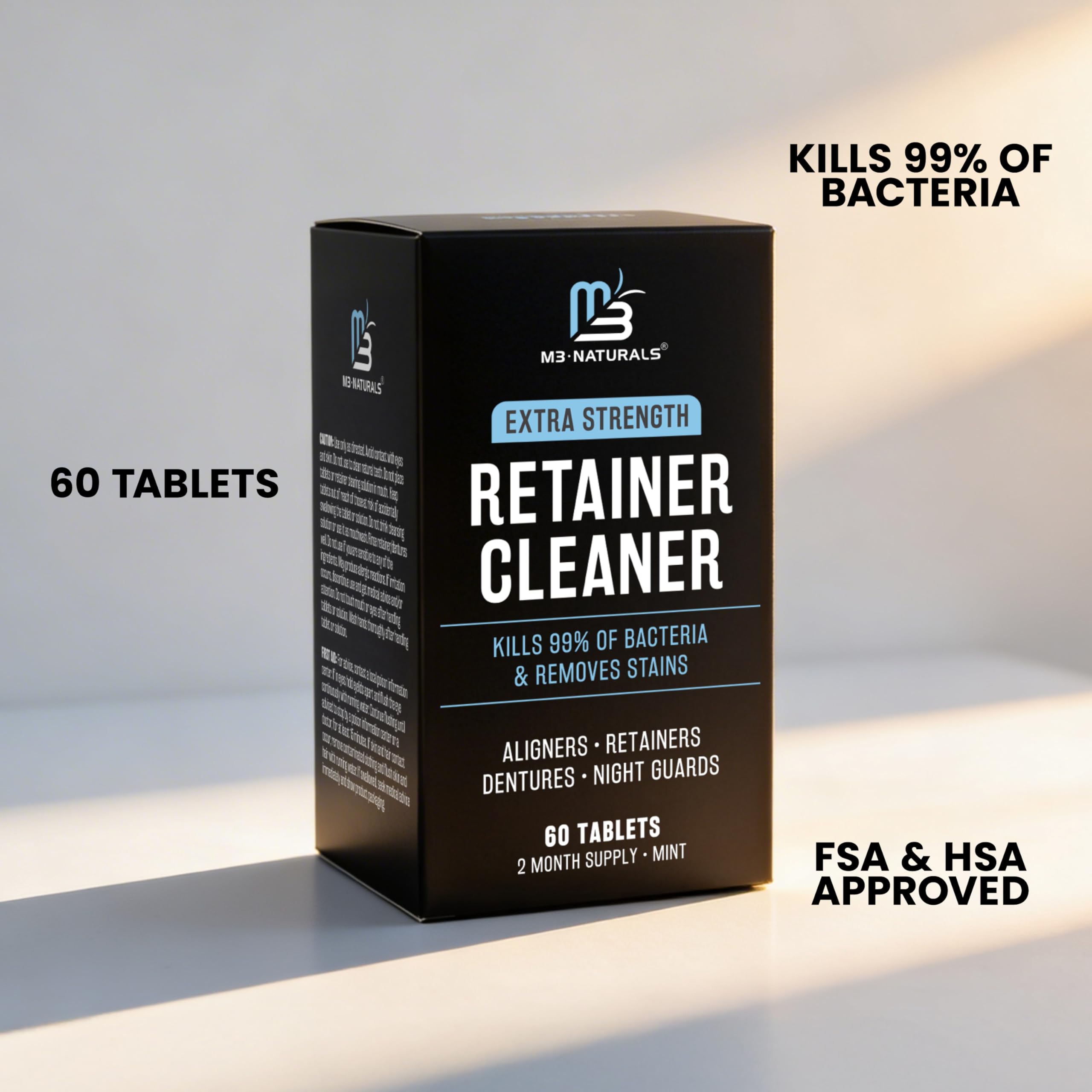 Pastillas limpiadoras de retenedores aprobadas por la FSA y HSA para eliminar olores, manchas y placa, suministro de 2 meses, limpiadores de dentaduras, retenedores, protectores bucales, dentaduras