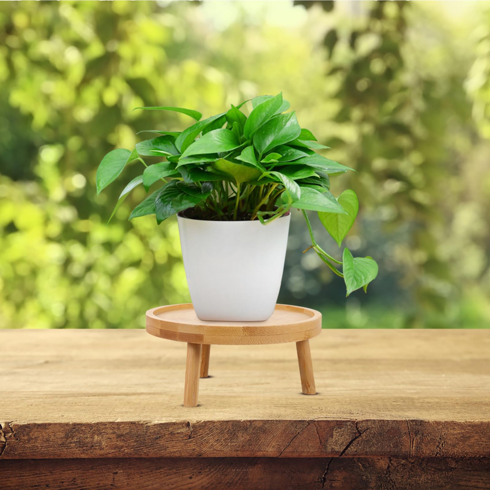 Amazon | NUOBESTY ベージュの木製植木鉢スタンド 滑らかバリのない