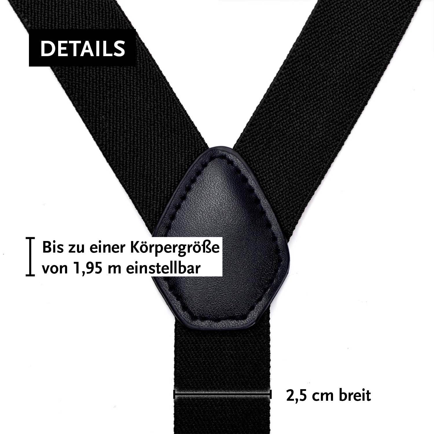 DonDon Hosenträger für Herren schmal 2,5 cm mit 3 extra starken Hosenträger Clips in Y-Form – elastisch und längenverstellbar