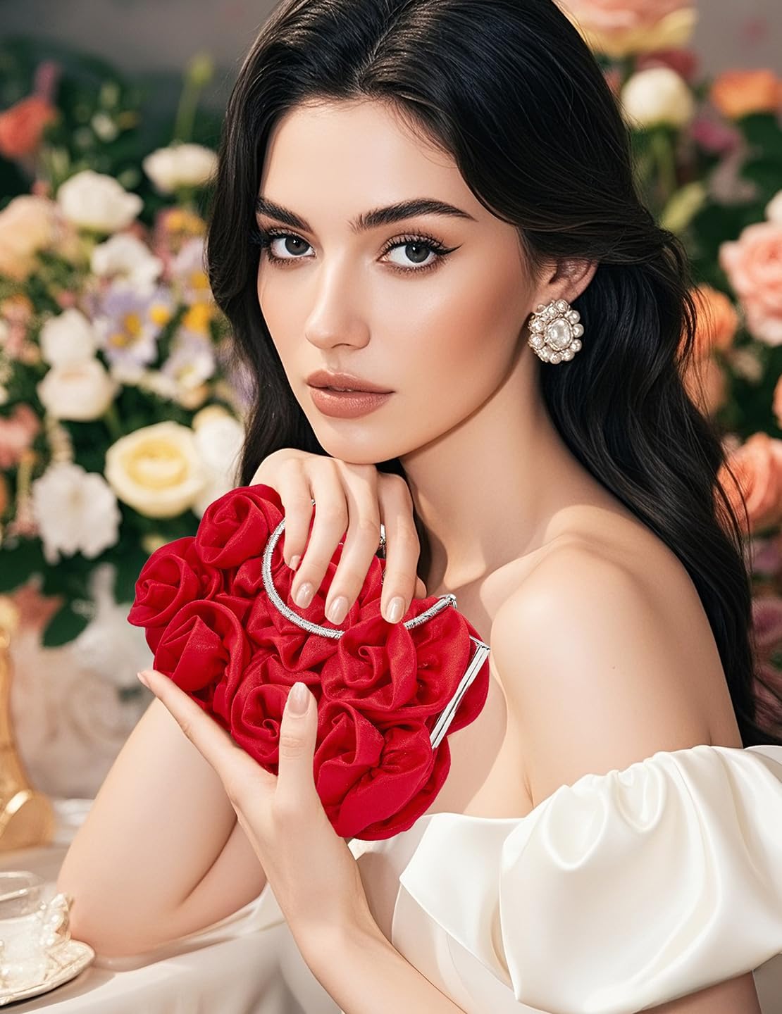 Clutch purses for Women Evening Clutch Satin Bag Wedding Cocktail Party Prom Purse Dressy Handbags - Image 2