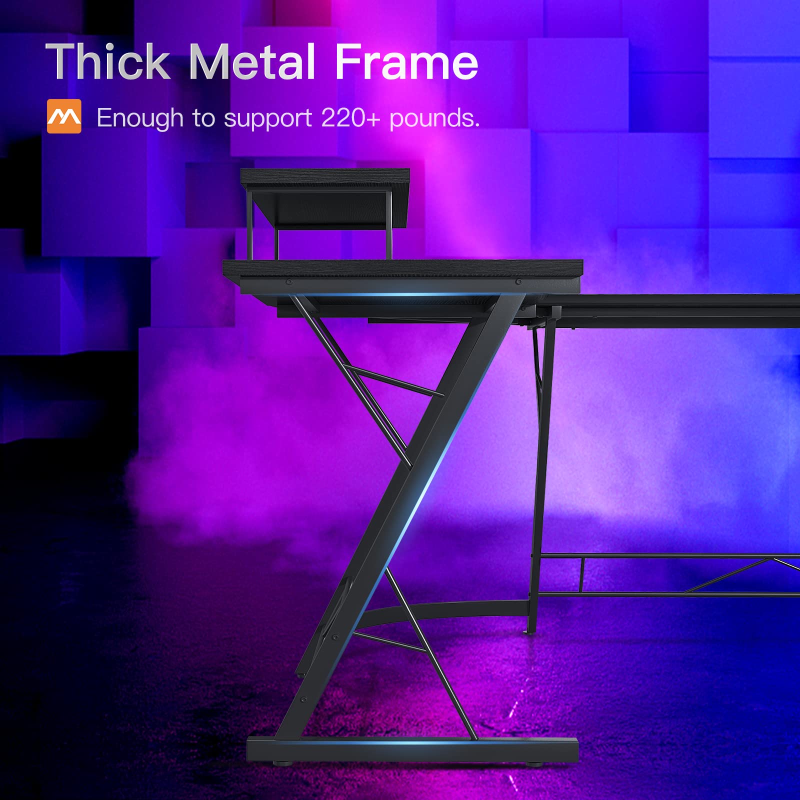 Coleshome 61" Super Large L Shaped Desk Gaming Desk, L Desk Computer