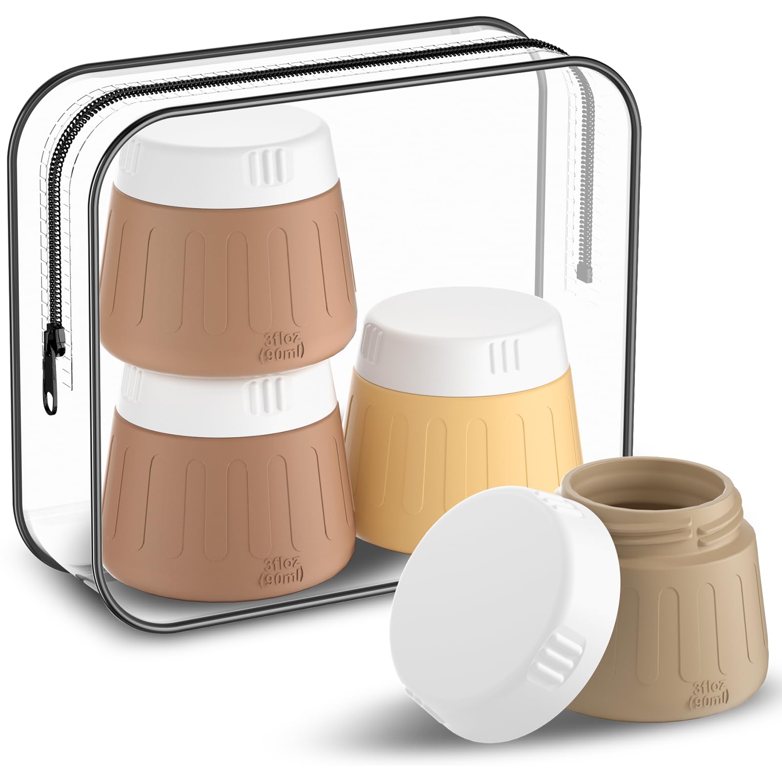 Gemice Reisebehälter für Toilettenartikel, 85 ml, TSA-zugelassene Reisegröße, Toilettenartikel-Behälter für unterwegs, kleine, auslaufsichere Reiseutensilien, Silikonbehälter für Shampoo, Lotionen,