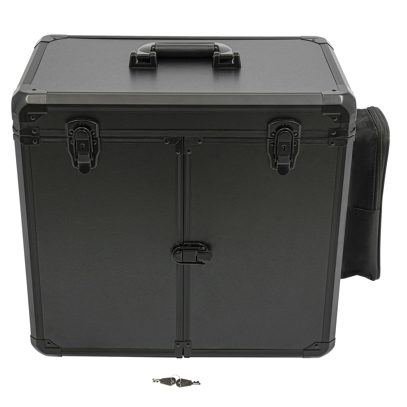 Fusspflegekoffer, Mobiler Fußpflegekoffer mit 2 Räders und 4 Schlüssel, Werkzeugkasten für den Fußpflegedienst, 46 x 29 x 42cm (Schwarz)