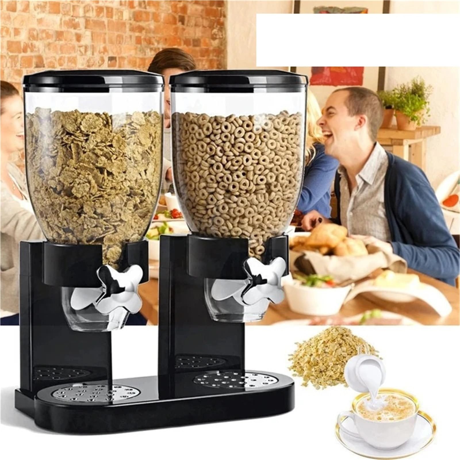 Contenitori for la conservazione degli alimenti di grande capacità for dei cereali for da cucina Per Cereali(Black 2L)