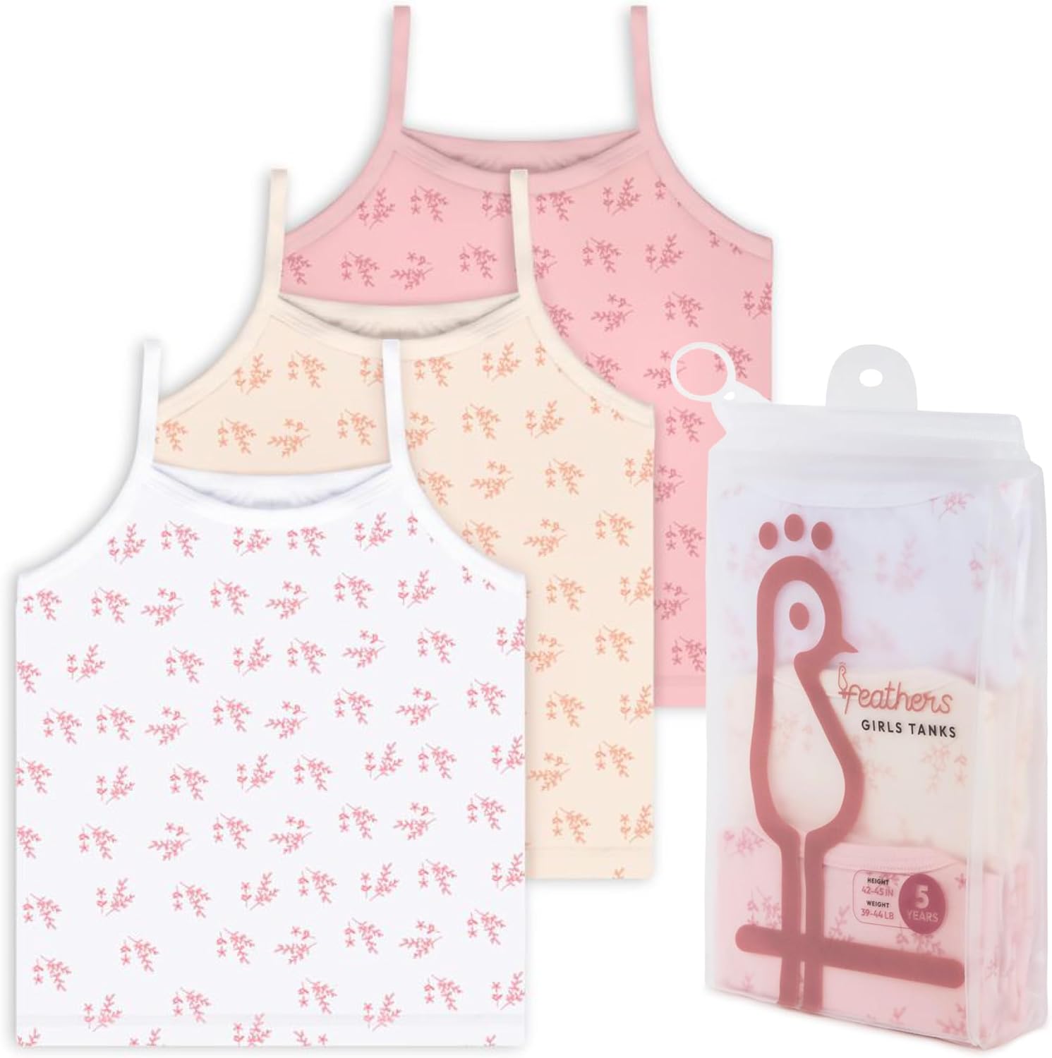 Feathers Leafy Style Super Soft Girls Undershirts Tagless Camisoles – Cotton Cami Girls Tank Tops (3 Pack) - Image 6