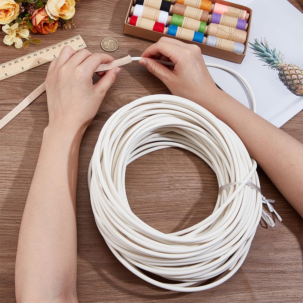 BENECREAT 32.81 Yards PVC Welt Cord Piping, 5mm White Polyester Piping Cord for Crochet, Knitting, Weaving or Trim in Garments, Cushions