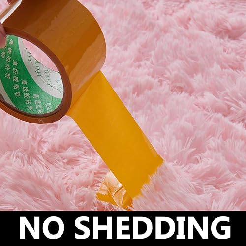 Miniatura 10 de TABAYON - Alfombra afelpada de lujo, 3 x 5 pies, rectangular, de pelo largo, antideslizante, esponjosa, para dormitorio, habitación de los niños,