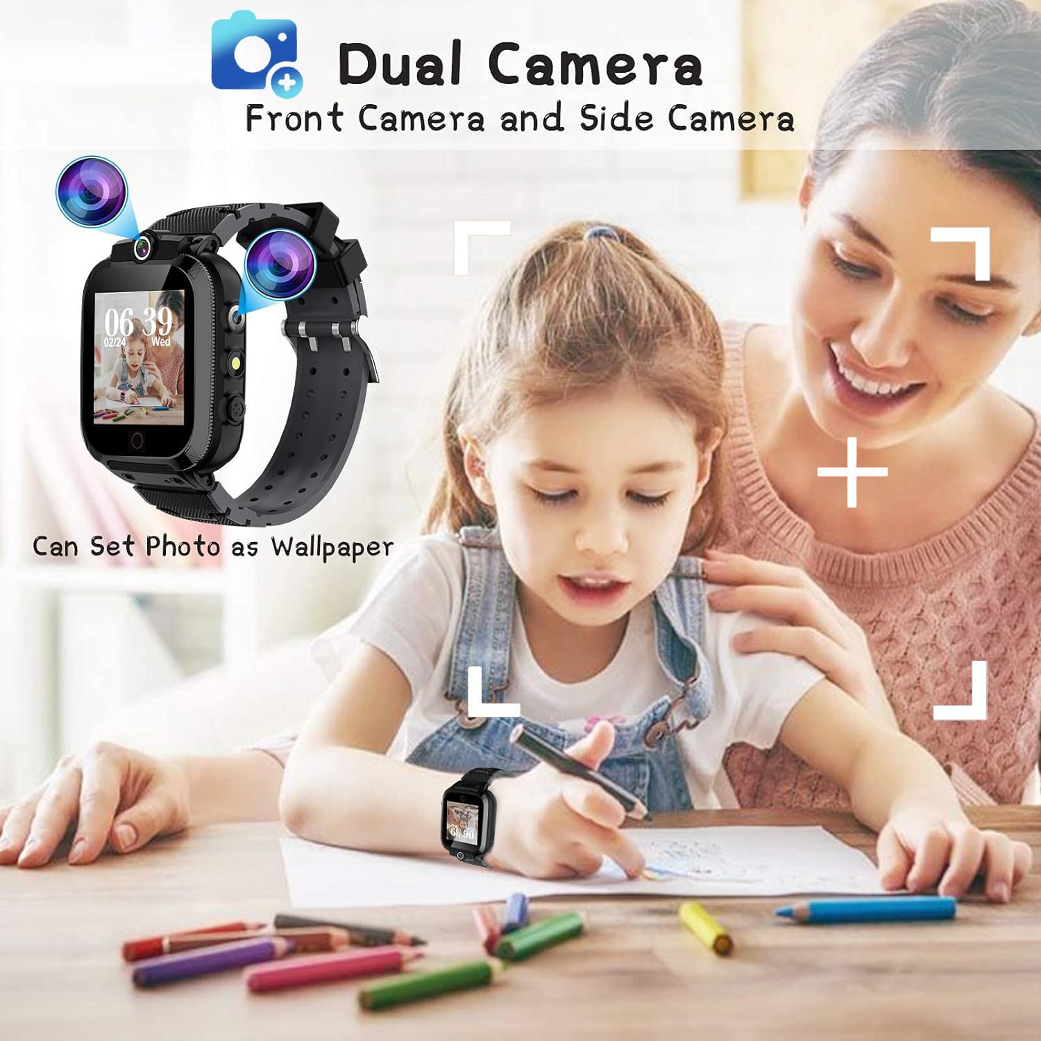 Smartwatch Bambini 24 Giochi Musica Contapassi Calorico, 2*Fotocamere Torcia Orologio Smartwatch Bambini Sveglia Video, Ragazzi e Ragazze Festiva Regalo di Natale 2-13 anni[Scheda SD integrata]