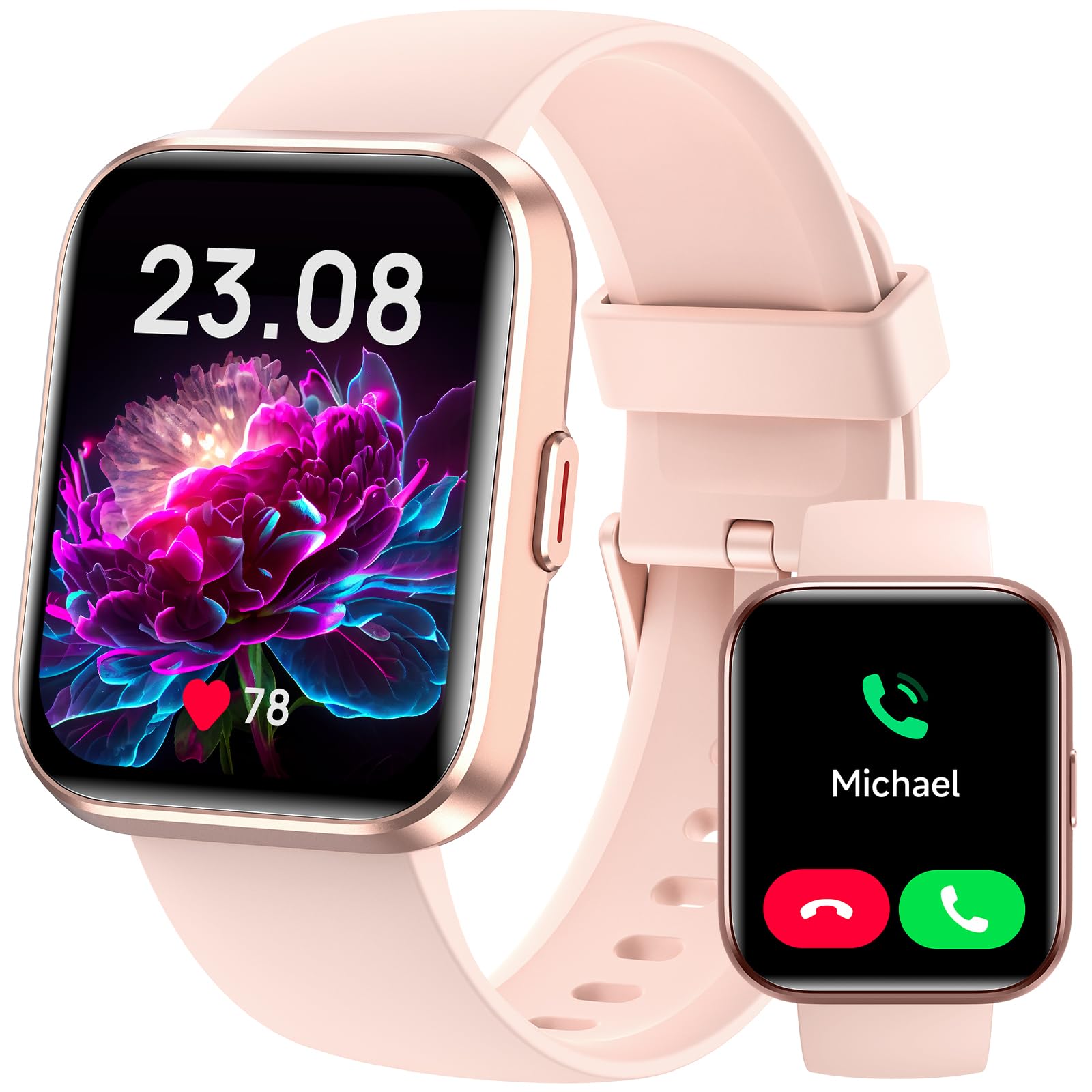 Gydom Smartwatch Donna Uomo, Orologio Smartwatch Donna con Alexa, Effettua/Risposta Chiamate, 1,8" Smart Watch con 100 Sportive, Cardiofrequenzimetro Sonno SpO2, IP68 Fitness Tracker per Android iOS