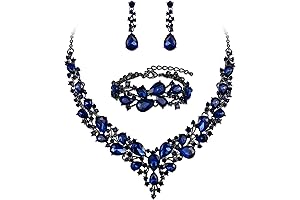 Women's Teardrop Crystal Royal Bridal Wedding Jewelry Set