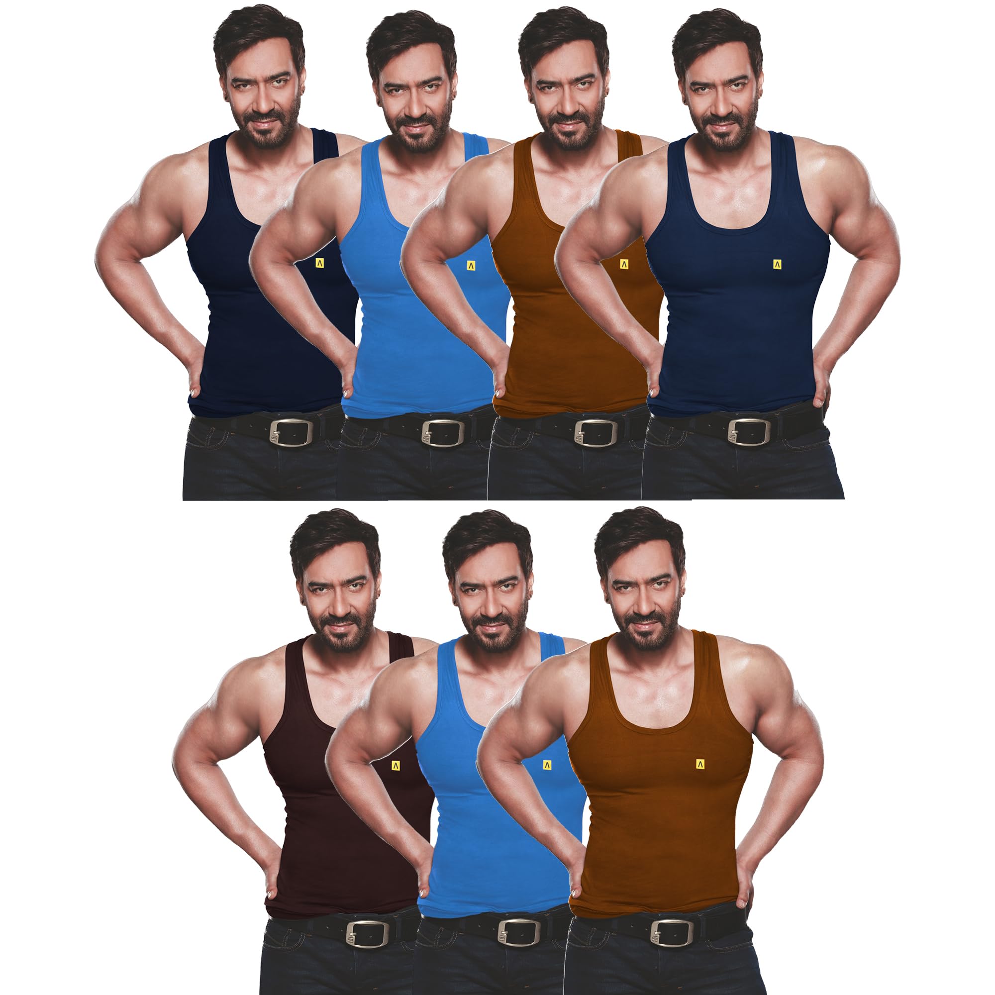 amul comfy Men's Plain Cotton Multi Colour Sleeveless Vest Pack of 7 (Assorted Colours May Vary)-picture-44