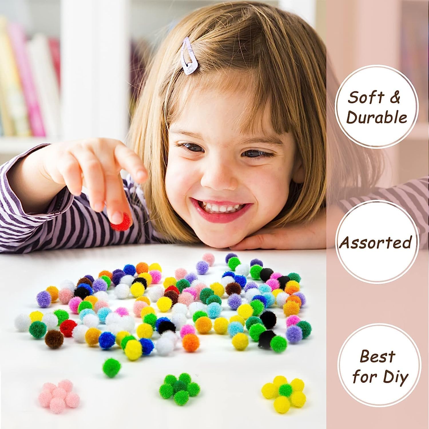 THE HOBBY BOUNTY® 2 Wool Felt Garland Handmade 6.5 Feet Long Garlands for Wall Christmas Tree Decoration Pom Pom Size 3/4" Pack of 2 Pcs (Style 7) 2