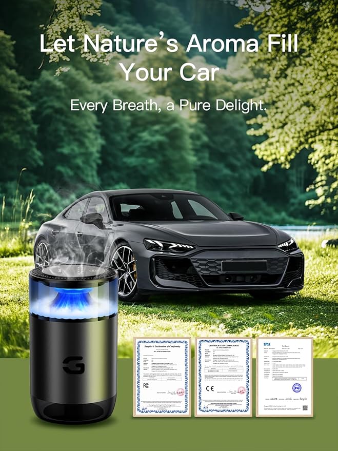 Difusor Inteligente de Aromas para Auto, Recargable USB-C, 4 Modos, Negro miniatura 7