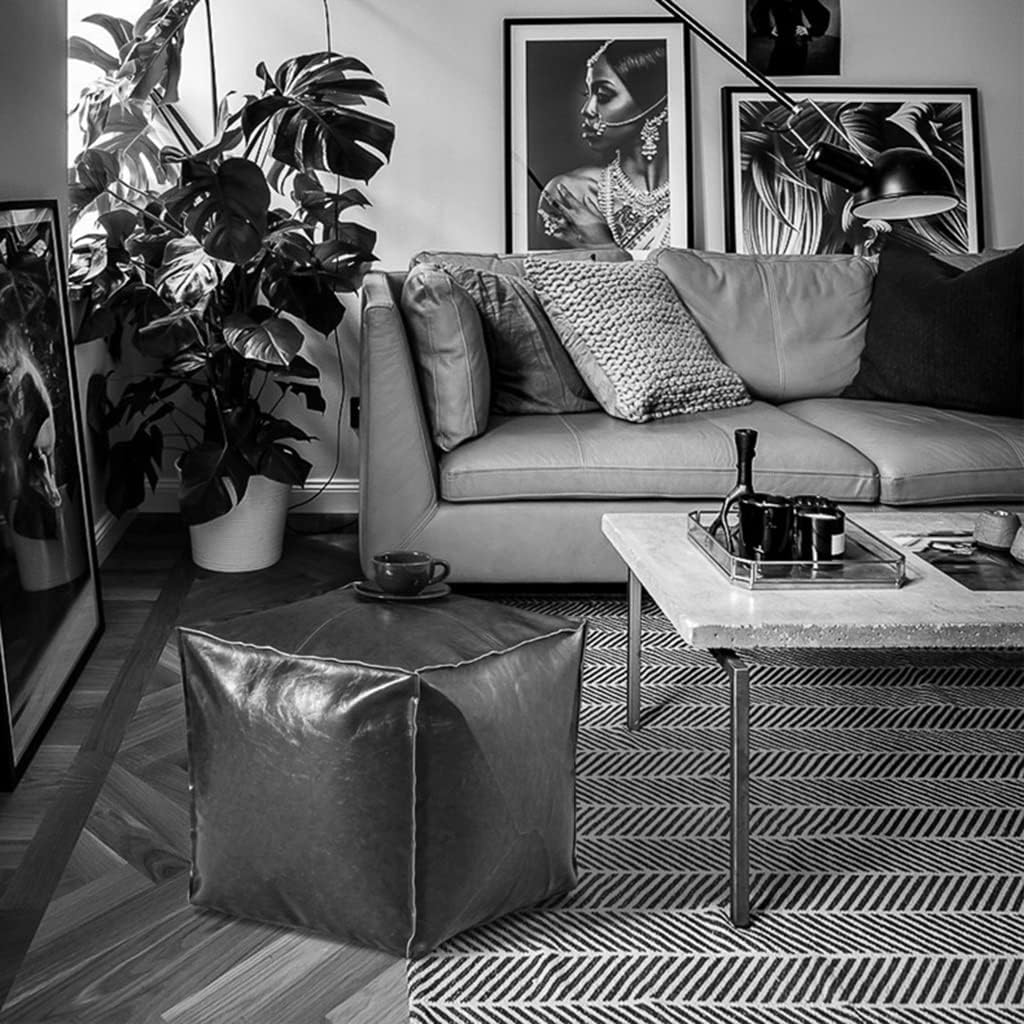 Pouf Artificial Leather Pouf Square Poufs Small Ottoman Stool Footstools Bean Bfloor Cushion Ottoman Poufs Sofa Stool (Red)/Yellow