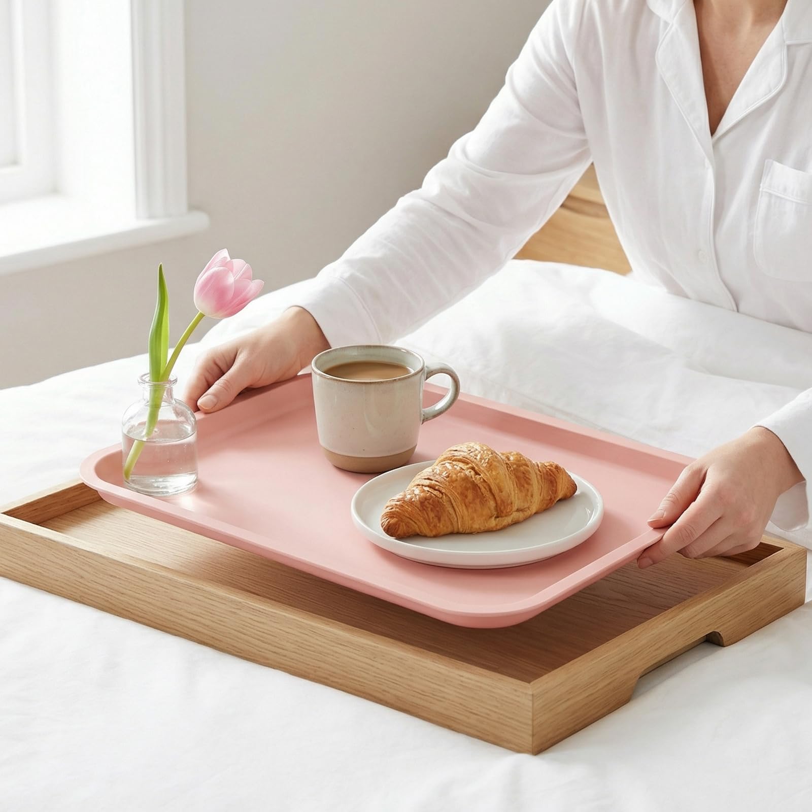 ZOENHOU 5 vassoi in plastica 30 x 40 cm, vassoio rettangolare in plastica, rettangolare, in polipropilene, impilabile, 5 colori, vassoio antiscivolo per fast food per cucina, ristorante, hotel