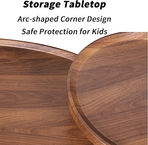 Miniatura 5 de Wisfor Juego de 2 mesas auxiliares de madera anidadas, mesas auxiliares de nogal para sala de estar, dormitorio, hotel