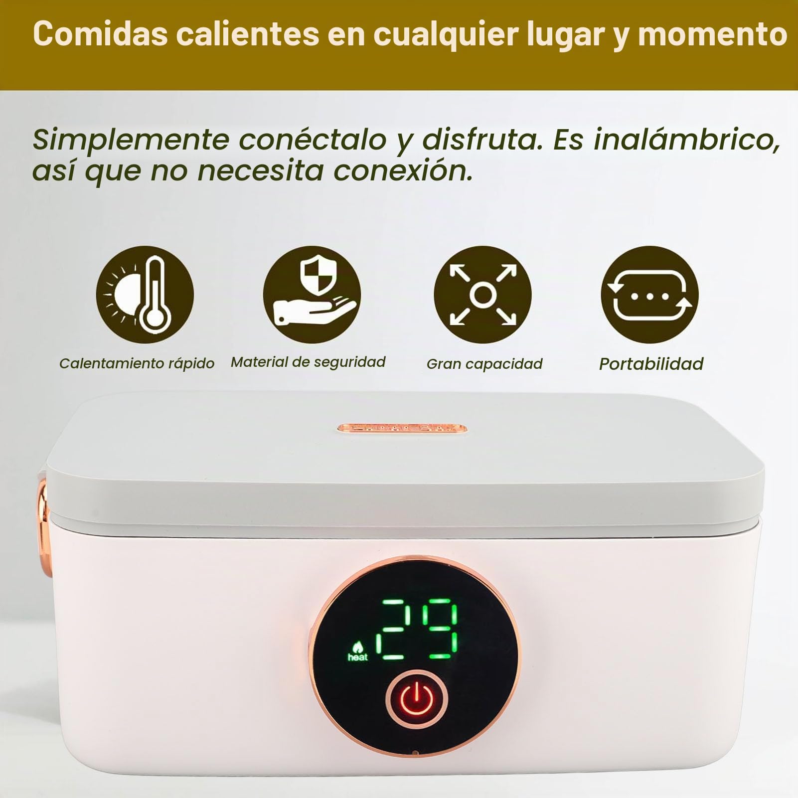 Yunir Fiambreras Eléctrica Calentador de Alimentos, 60W 1L de Capacidad, Fiambreras Portátil con Calefacción con Contenedor de Acero Inoxidable 304 para Camión, Oficina, Escuela
