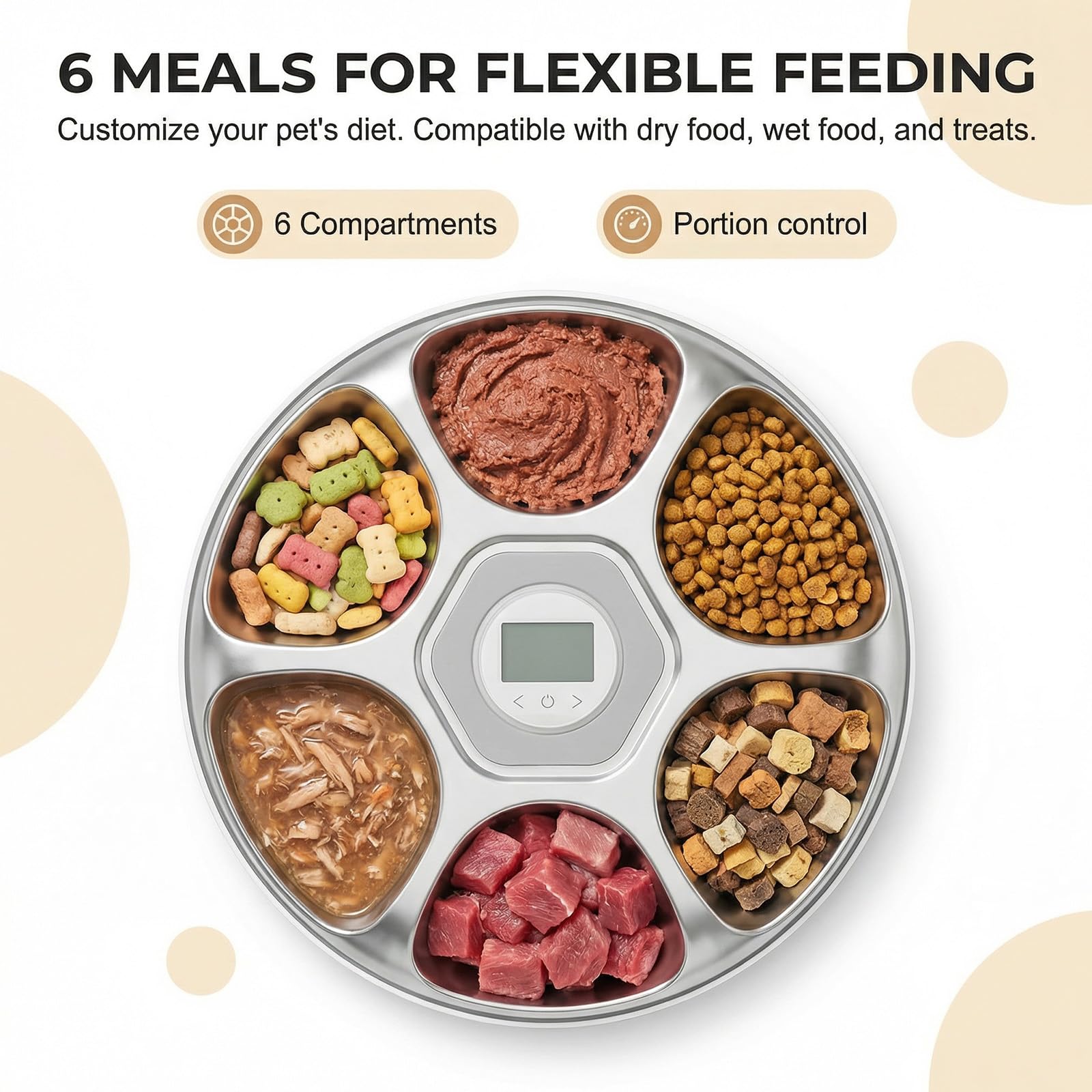 Ownpets Automatic Cat Feeder for Wet Food, with Stainless Steel Tray, 6 Meals Rechargeable Auto Pet Feeder with 2 Ice Packs, Cat Food Dispenser for Cats Small Dogs - image 4