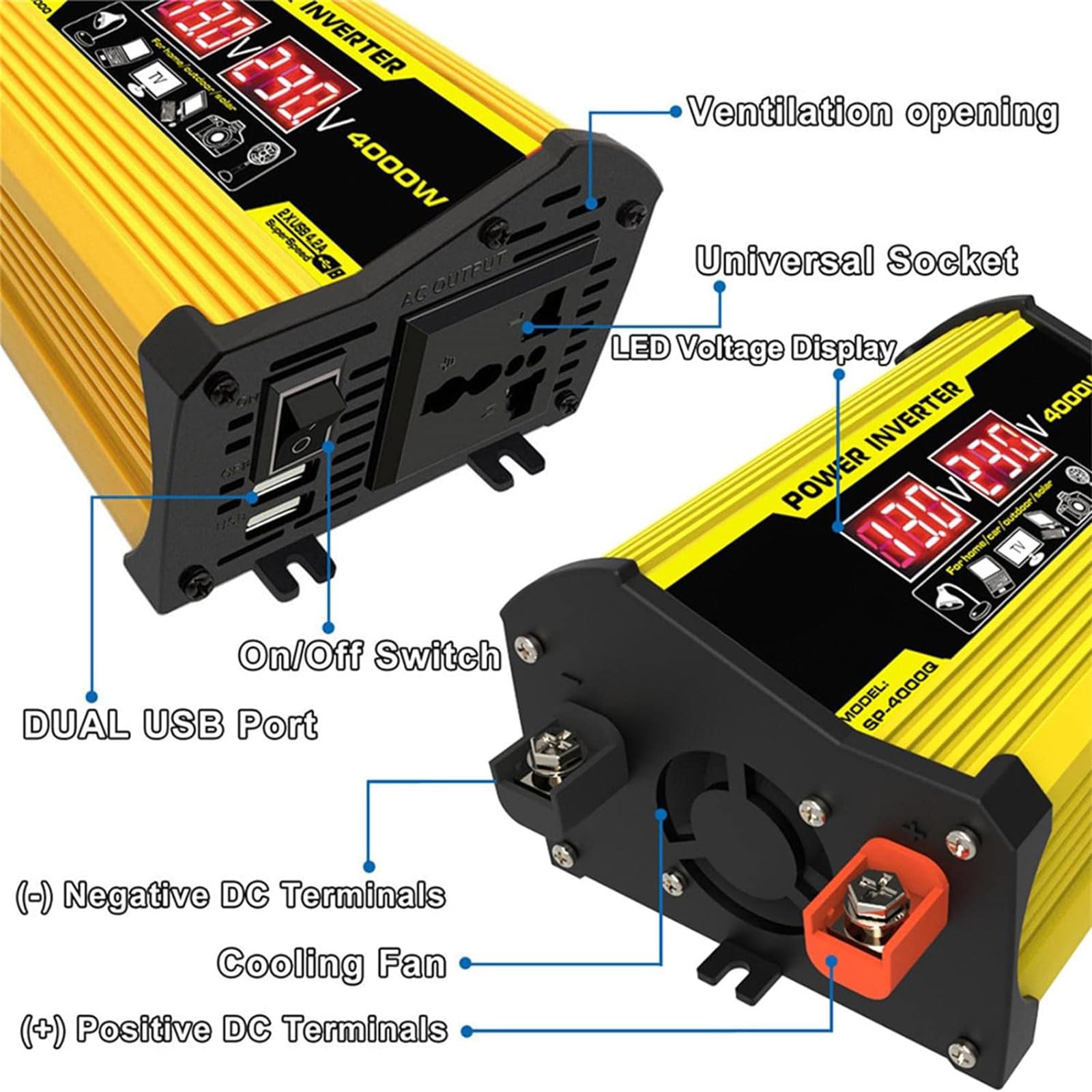 Kit inverter solare off-grid da 4000 W con doppi pannelli monocristallini da 18 W e regolatore di carica da 30 A(Unique Colour)