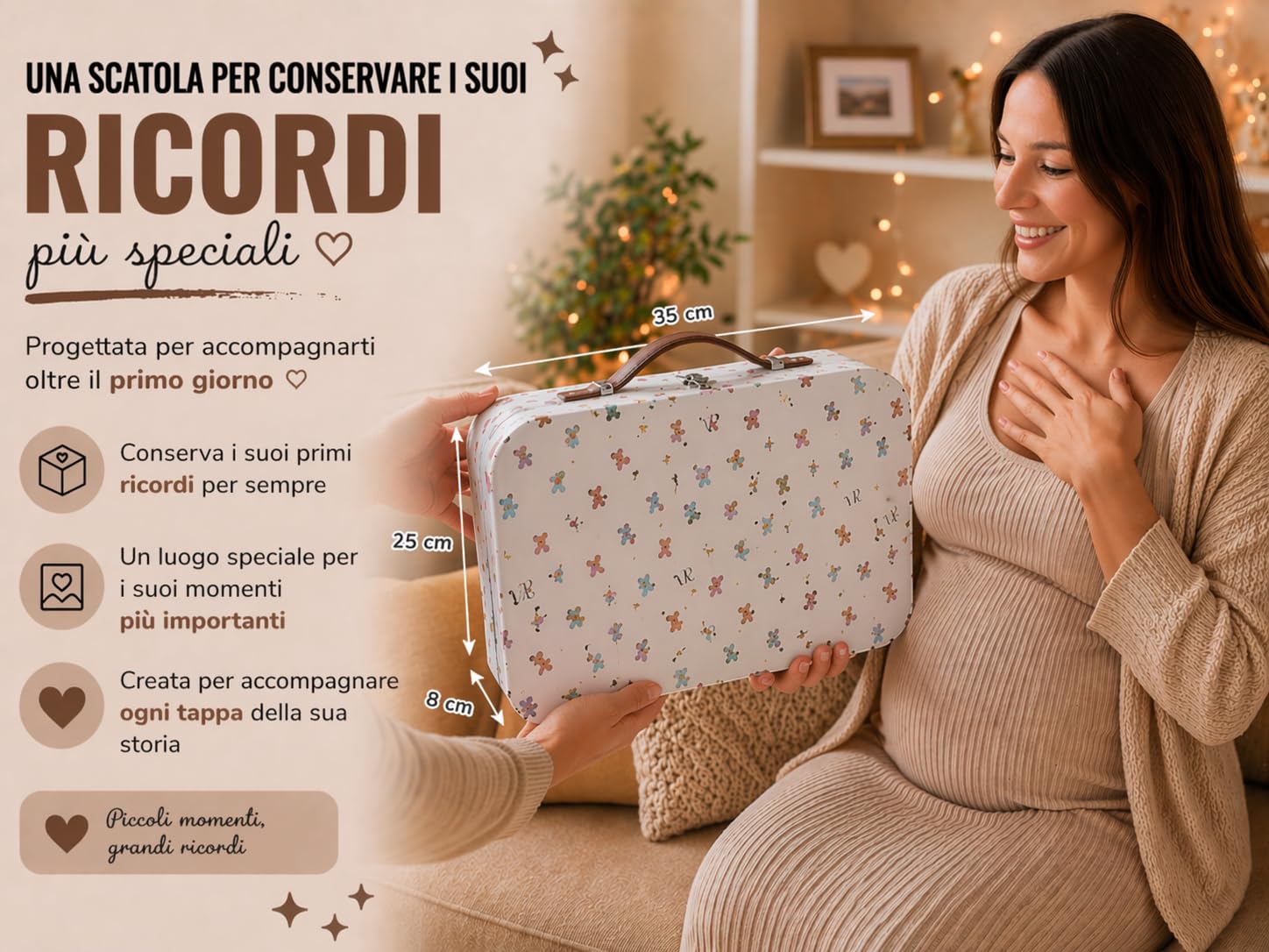 Regalo Neonato Maschio Femmina - Regalo Nascita Bimbo Bimba - Set Nascita 8 Pezzi con Valigetta, Copertina in Cotone, Peluche e Sonaglio - Cofanetto Regalo
