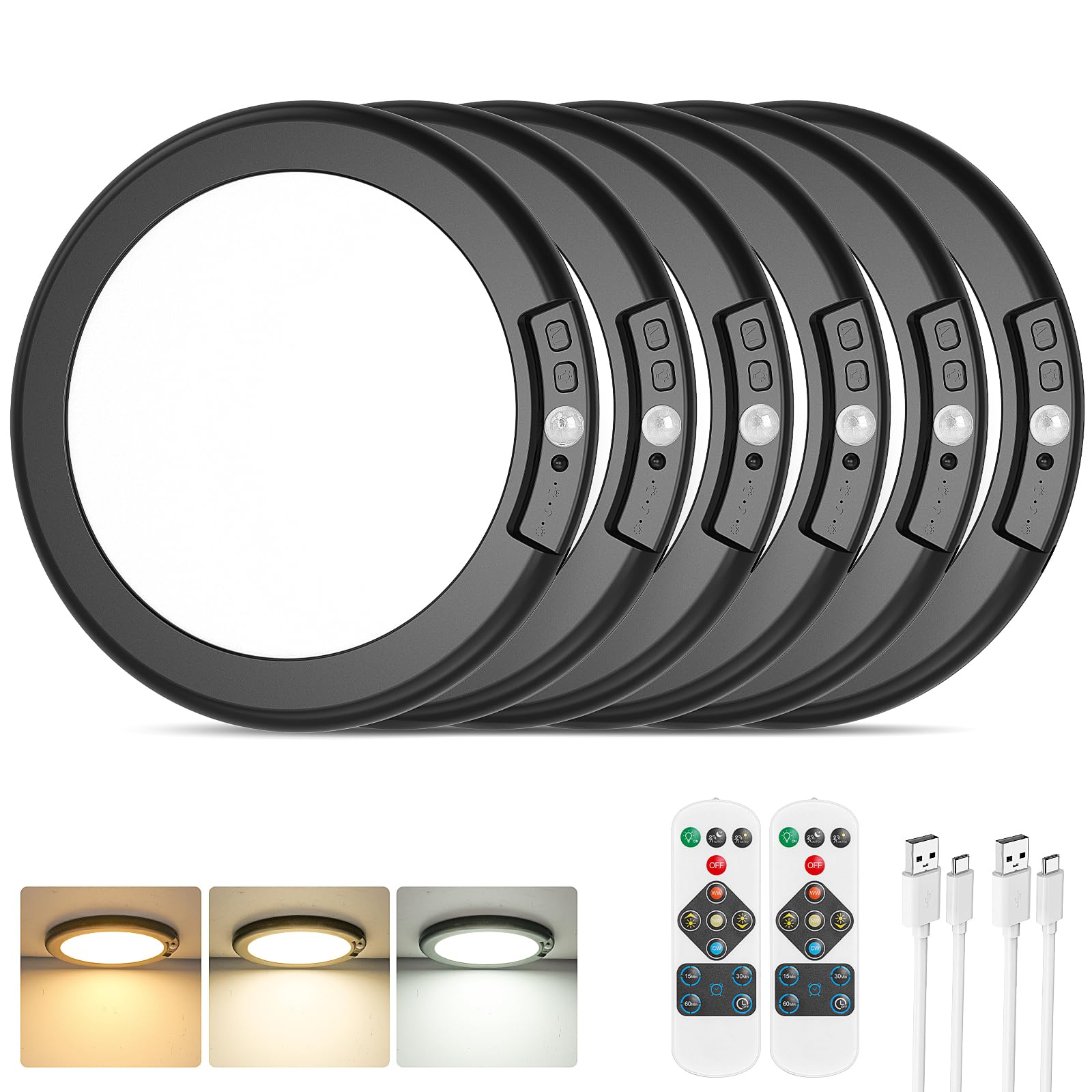 Rechargeable Motion Sensor Ceiling Light, Battery Operated Closet Light