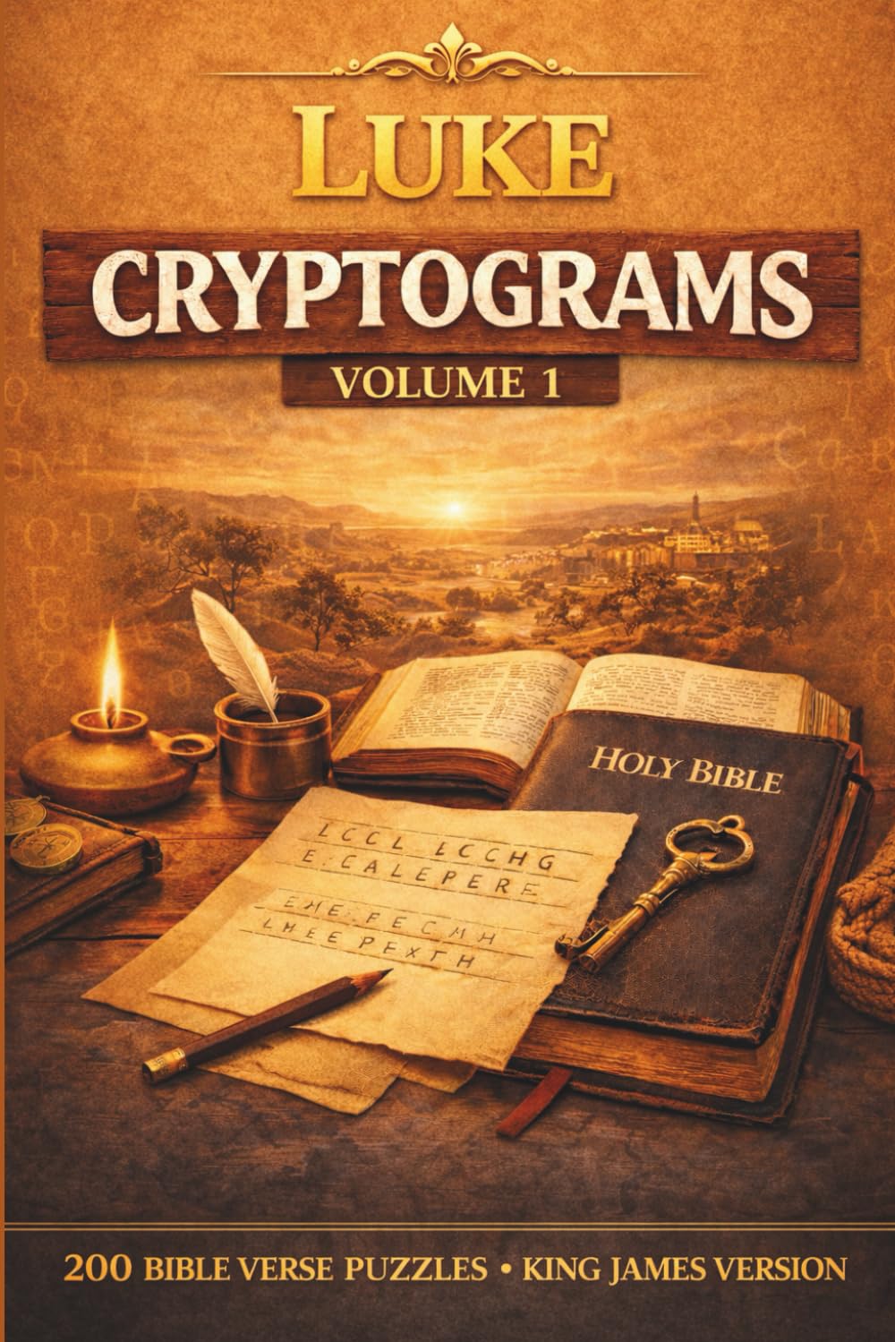 The Divine Puzzles: Luke Cryptograms Vol. 1: 200 KJV Bible Verse Puzzles; A Randomized Collection of King James Version Gospel Cryptograms for Spiritual Reflection and Mental Clarity