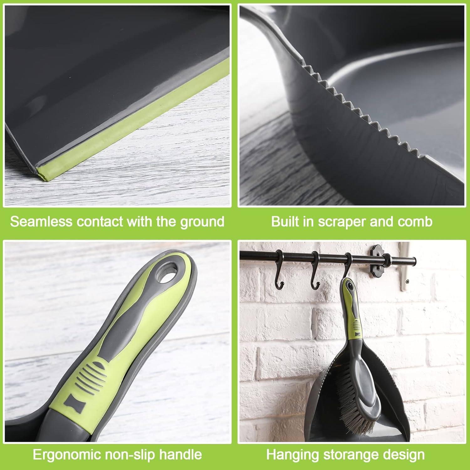 Zopeal 4 Set Dust Pan and Brush Set, Small Dustpan with Broom, Handheld Angle Broom and Dustpan Set for Home Room Kitchen Car Office Lobby Indoor Floor Cleaning